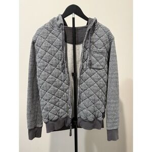 Marc Ecko Cut & Sew Quilted Hoodie Jacket Gray Full Zip Sherpa Lined Size S